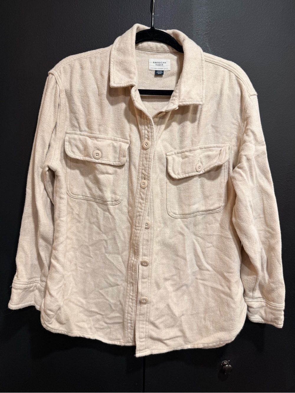 American Eagle Outfitters Cream Button-Front Shacket